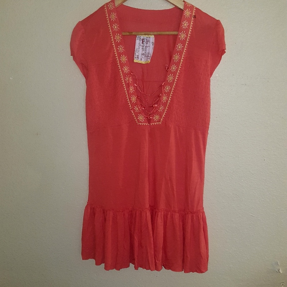 Free People NWOT size S coral tunic mini dress